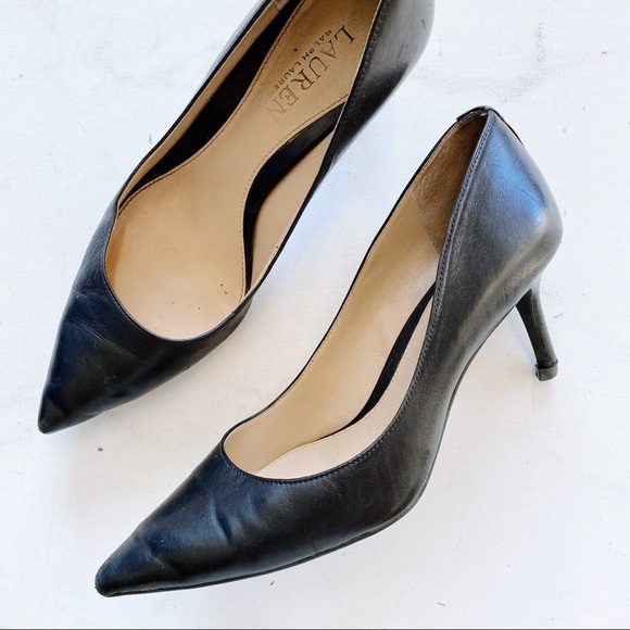 RALPH LAUREN black pointy toes black classic pumps - Picture 1 of 5